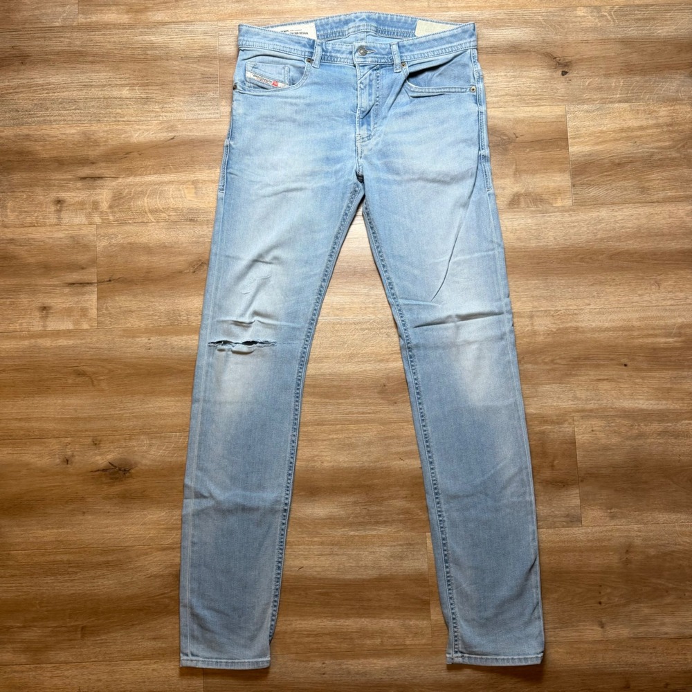 Diesel Thommer-X Jeans Men 31x34 Light Blue Slim Skinny Stretch Distressed 069MN